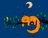 Dibujo El gato y la luna pintado por queyla