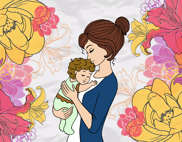 Dibujo Madre cogiendo al bebé pintado por Zara13