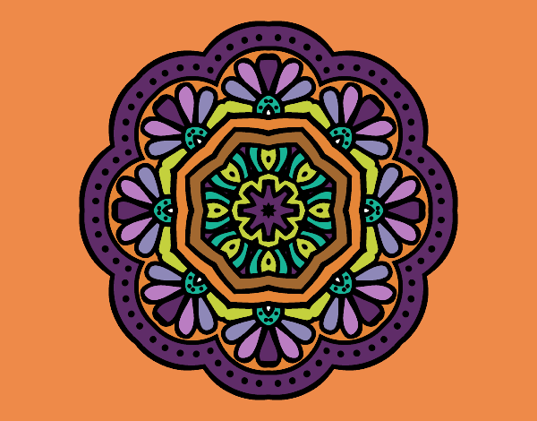 Dibujo Mandala mosaico modernista pintado por blanca