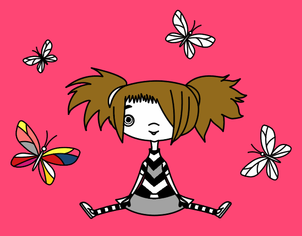 Niña con mariposas