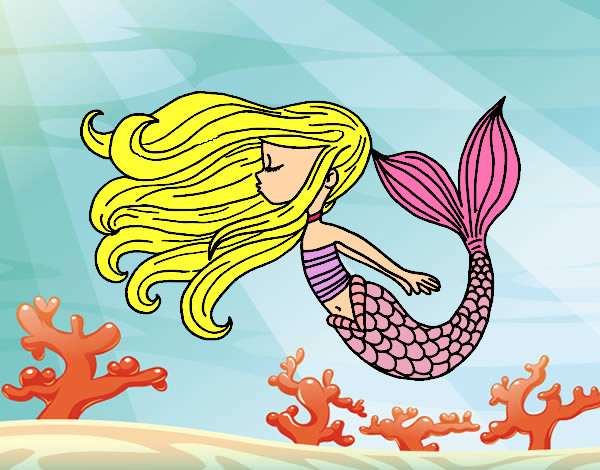 Dibujo Sirena flotando pintado por Diamond