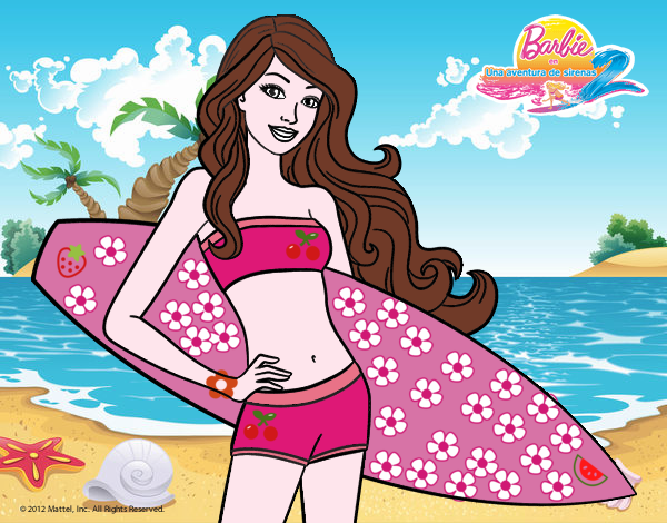 Barbie con tabla de surf