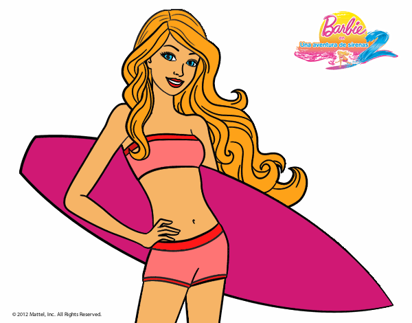 Barbie con tabla de surf