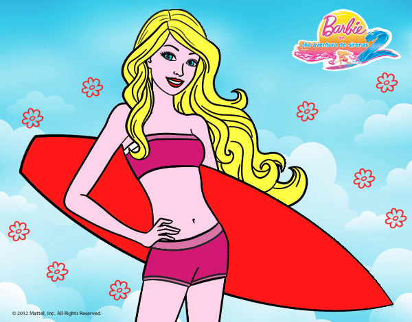 Barbie con tabla de surf