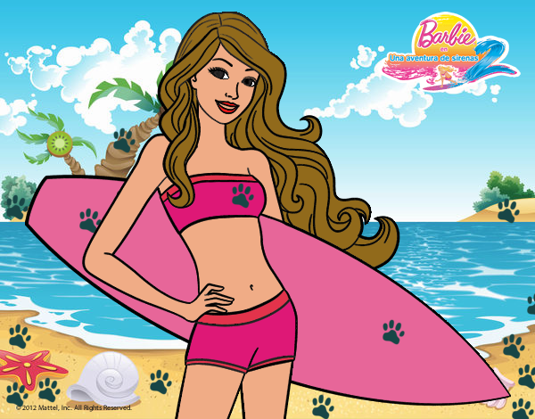 Barbie con tabla de surf