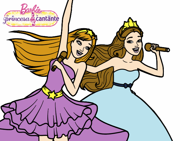 Barbie y la princesa cantando