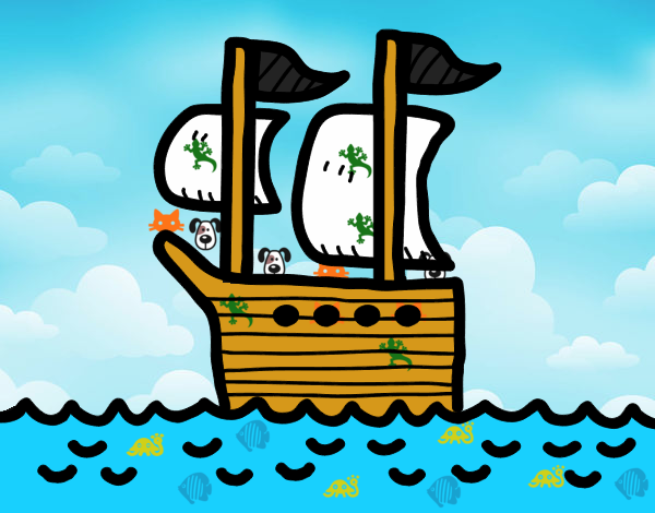 Dibujo Barco en altamar pintado por karenivan