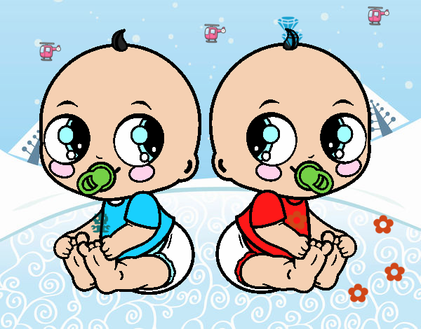 Dibujo Bebés gemelos pintado por tilditus