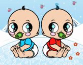 Dibujo Bebés gemelos pintado por tilditus
