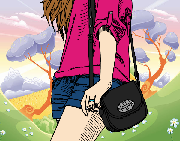 Dibujo Chica con bolso pintado por dianita12