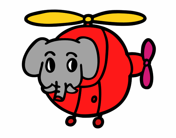 Helióptero con elefante