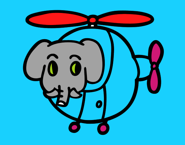 Helióptero con elefante