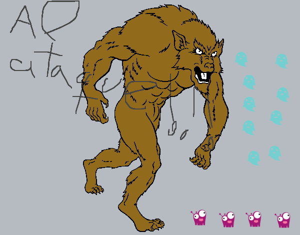 Dibujo Hombre lobo pintado por tilditus