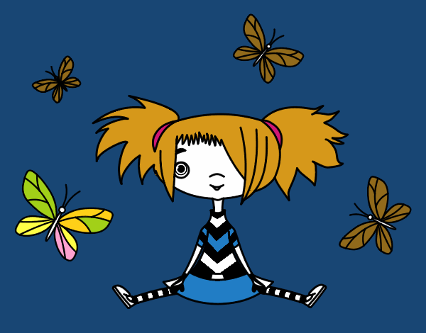 Dibujo Niña con mariposas pintado por tilditus