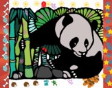 Oso panda y bambú