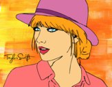 Dibujo Taylor Swift con sombrero pintado por colorista