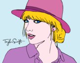 Dibujo Taylor Swift con sombrero pintado por queyla