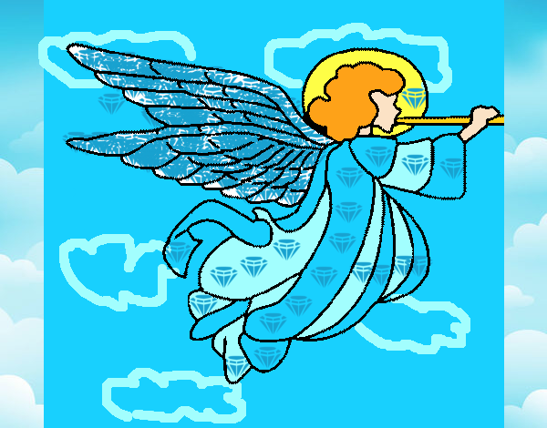 Ángel con grandes alas