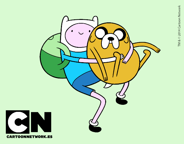 Finn y Jake abrazados