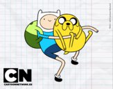 Dibujo Finn y Jake abrazados pintado por tilditus