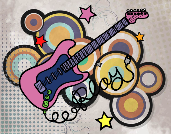 Dibujo Guitarra y estrellas pintado por Natalia9