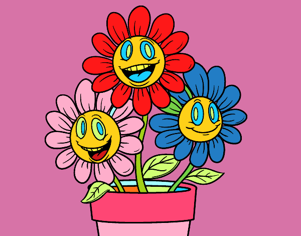 Dibujo Maceta de flores pintado por Mariadelca