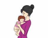 Dibujo Madre cogiendo al bebé pintado por duar