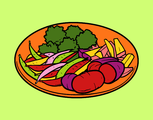 Dibujo Plato de verduras pintado por Mariadelca