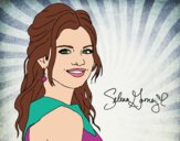 Dibujo Selena Gomez con pelo rizado pintado por queyla