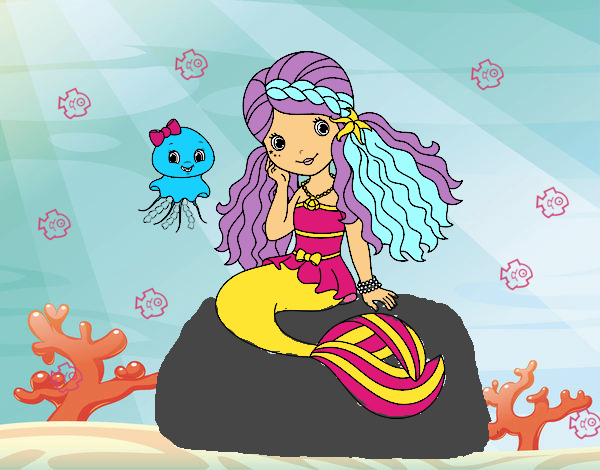 Dibujo Sirena y medusa pintado por tilditus