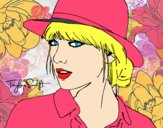 Dibujo Taylor Swift con sombrero pintado por anazalasar