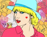 Dibujo Taylor Swift con sombrero pintado por anazalasar