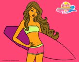 Barbie con tabla de surf