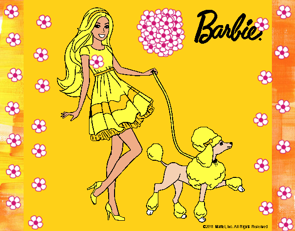 Barbie paseando a su mascota