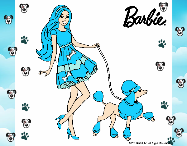 Barbie paseando a su mascota