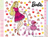 Barbie paseando a su mascota