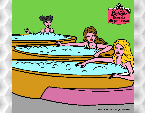 Barbie y sus amigas en el jacuzzi