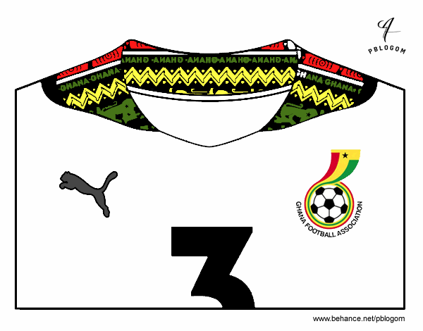 Camiseta del mundial de fútbol 2014 de Ghana