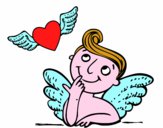 Cupido y corazón con alas