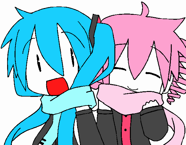 Miku y Len con bufanda