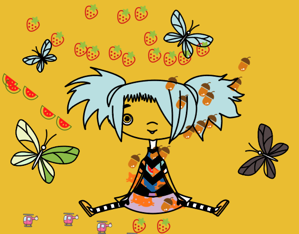 Niña con mariposas