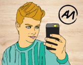 Dibujo Abraham Mateo selfie pintado por colorista