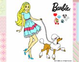 Barbie paseando a su mascota