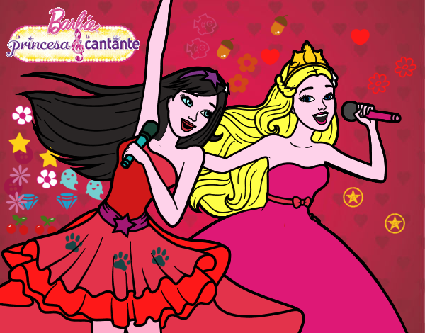 Barbie y la princesa cantando