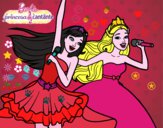 Dibujo Barbie y la princesa cantando pintado por sheila2018