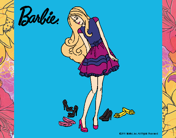 Dibujo Barbie y su colección de zapatos pintado por dianita12