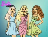 Dibujo Barbie y sus amigas vestidas de fiesta pintado por SUPERDUPER