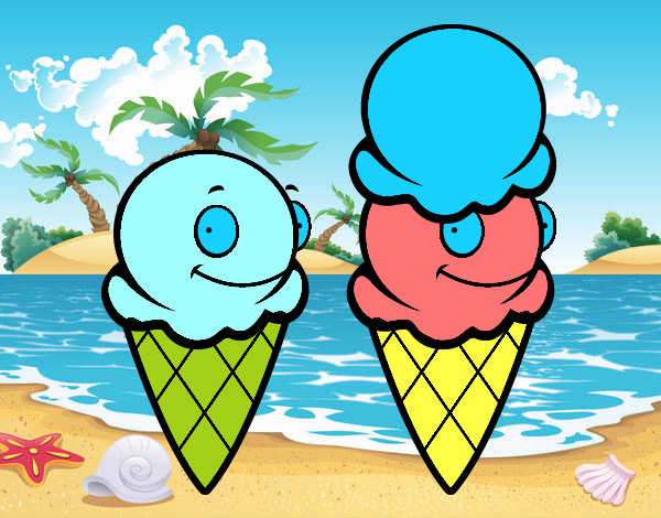 dos helados en la playa