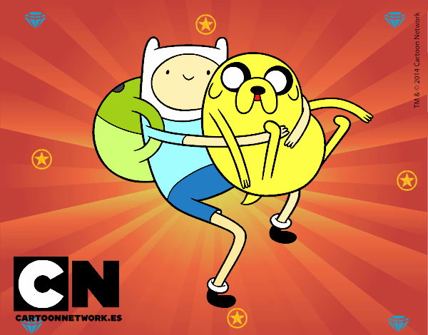 Finn y Jake abrazados