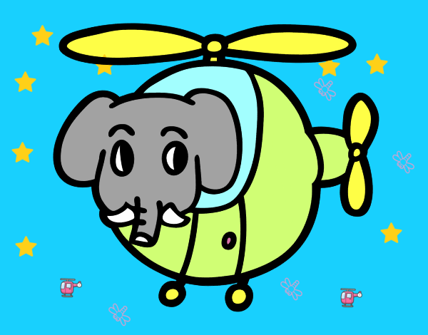 Helióptero con elefante